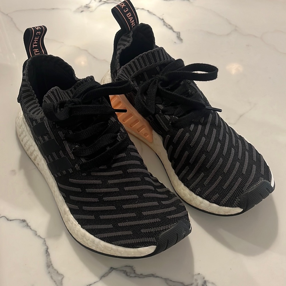 Black and pink adidas athletic/running sneakers